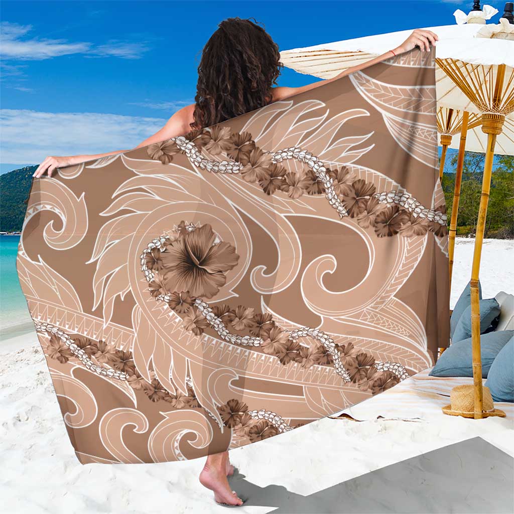 Hawaii Brown Hibiscus Pikake Lei Sarong - Polynesian Pride