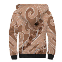 Hawaii Brown Hibiscus Pikake Lei Sherpa Hoodie - Polynesian Pride