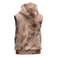 Hawaii Brown Hibiscus Pikake Lei Sleeveless Hoodie - Polynesian Pride
