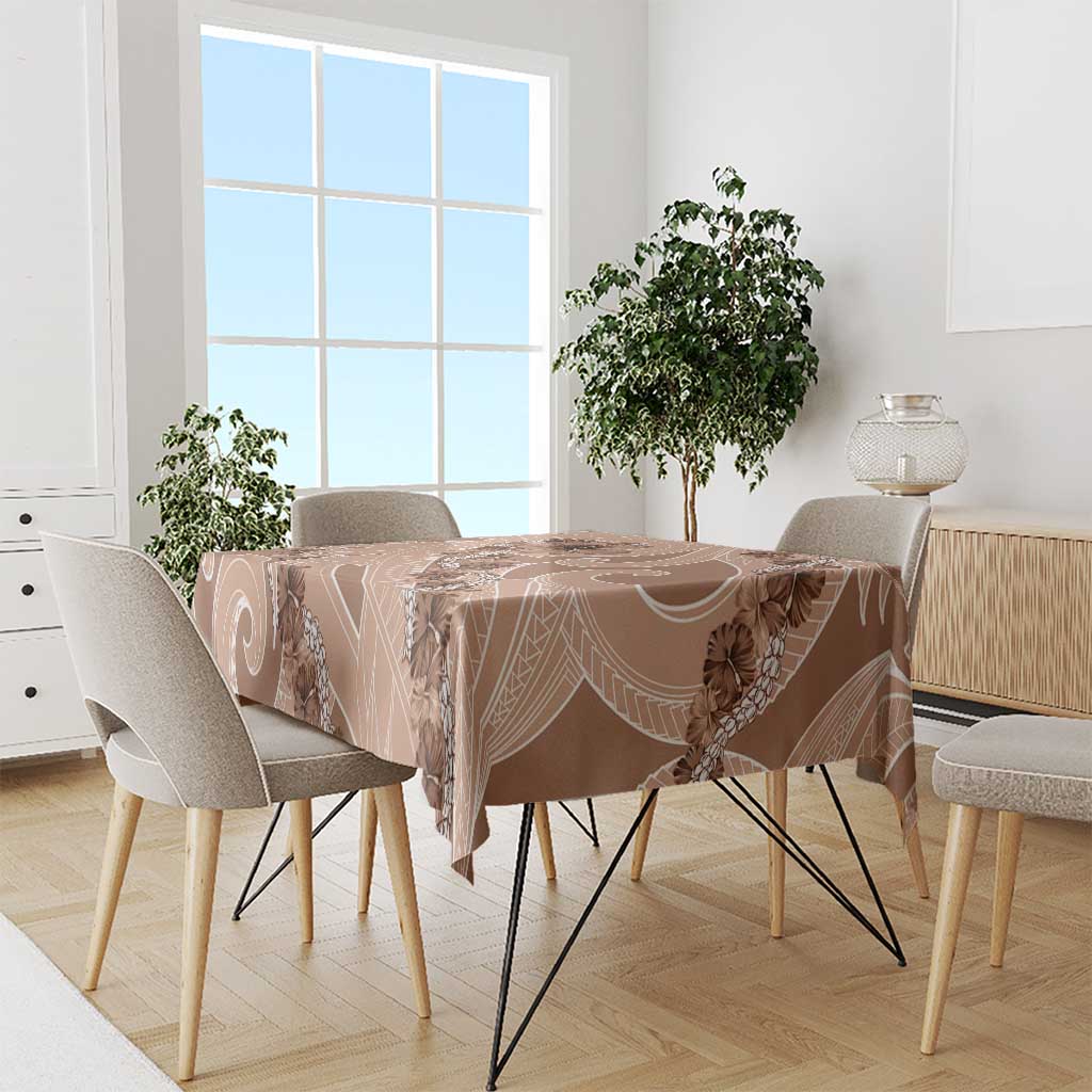 Hawaii Brown Hibiscus Pikake Lei Tablecloth - Polynesian Pride