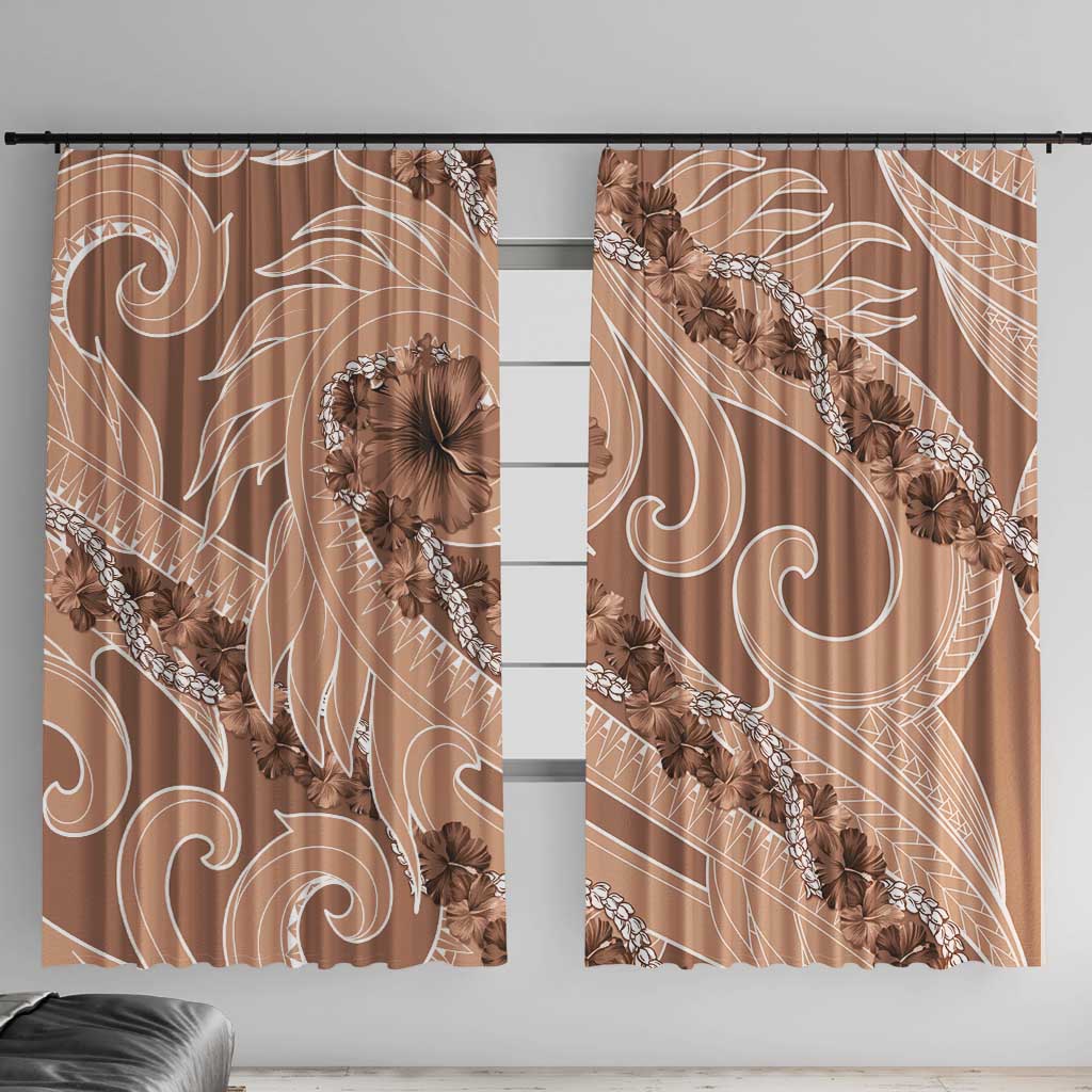 Hawaii Brown Hibiscus Pikake Lei Window Curtain - Polynesian Pride