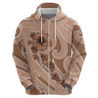 Hawaii Brown Hibiscus Pikake Lei Zip Hoodie - Polynesian Pride