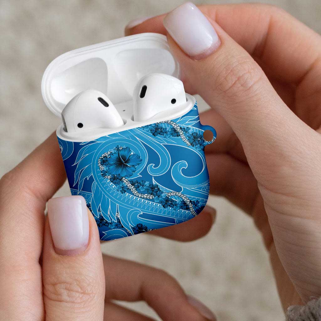 Hawaii Blue Hibiscus Pikake Lei AirPods Case - Polynesian Pride