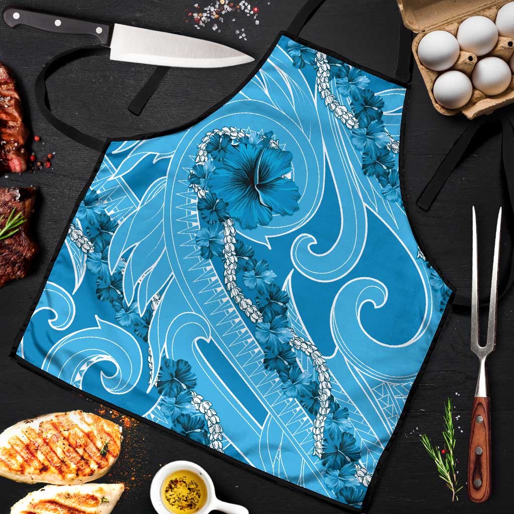 Hawaii Blue Hibiscus Pikake Lei Apron - Polynesian Pride