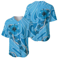 Hawaii Blue Hibiscus Pikake Lei Baseball Jersey - Polynesian Pride