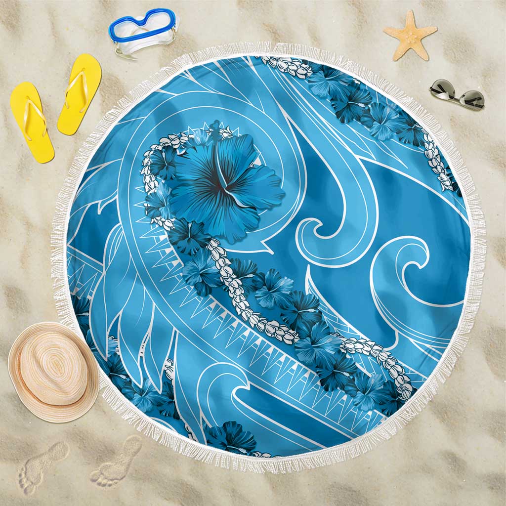 Hawaii Blue Hibiscus Pikake Lei Beach Blanket - Polynesian Pride