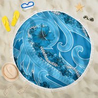 Hawaii Blue Hibiscus Pikake Lei Beach Blanket - Polynesian Pride
