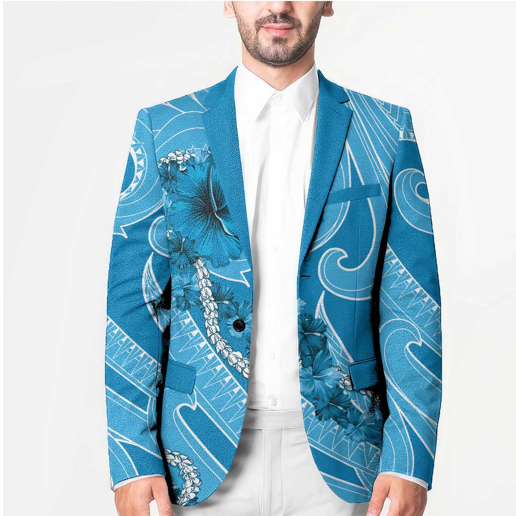 Hawaii Blue Hibiscus Pikake Lei Blazer - Polynesian Pride