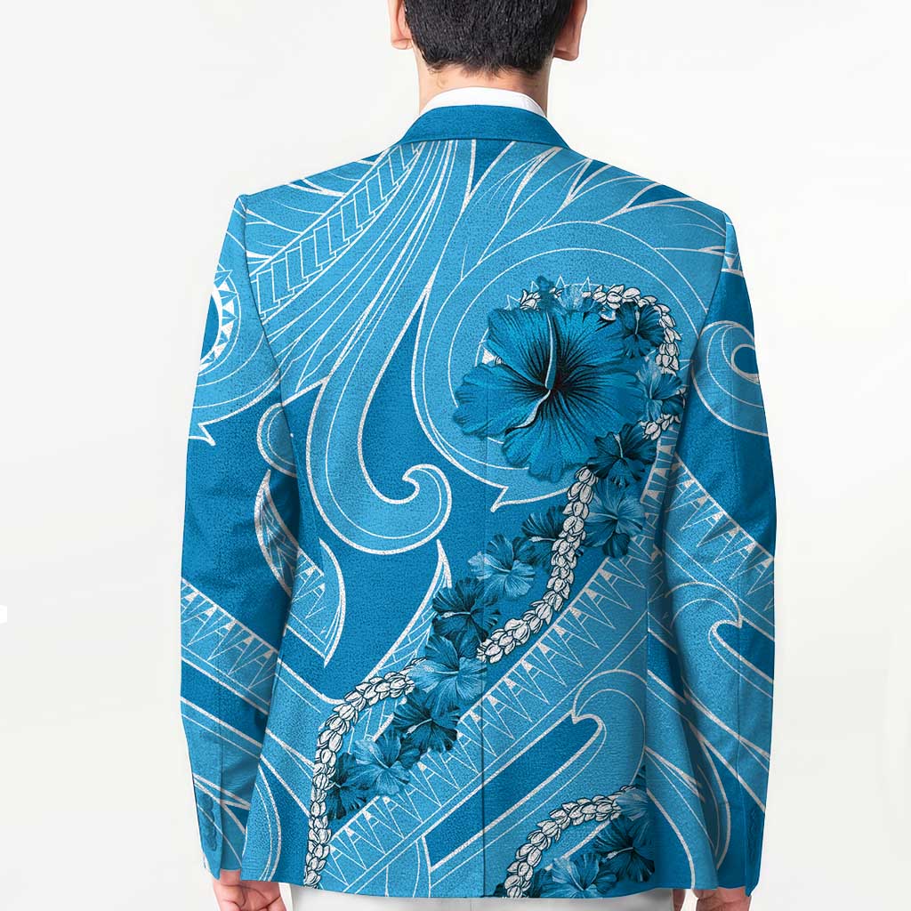 Hawaii Blue Hibiscus Pikake Lei Blazer - Polynesian Pride