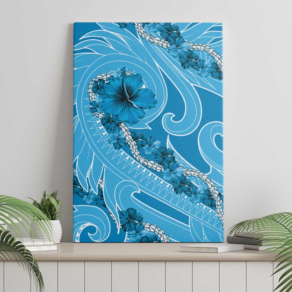 Hawaii Blue Hibiscus Pikake Lei Canvas Wall Art - Polynesian Pride