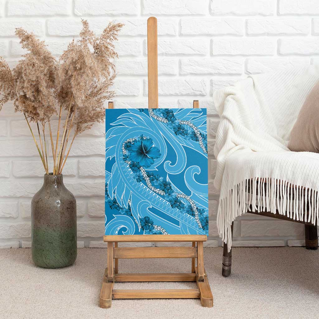Hawaii Blue Hibiscus Pikake Lei Canvas Wall Art - Polynesian Pride