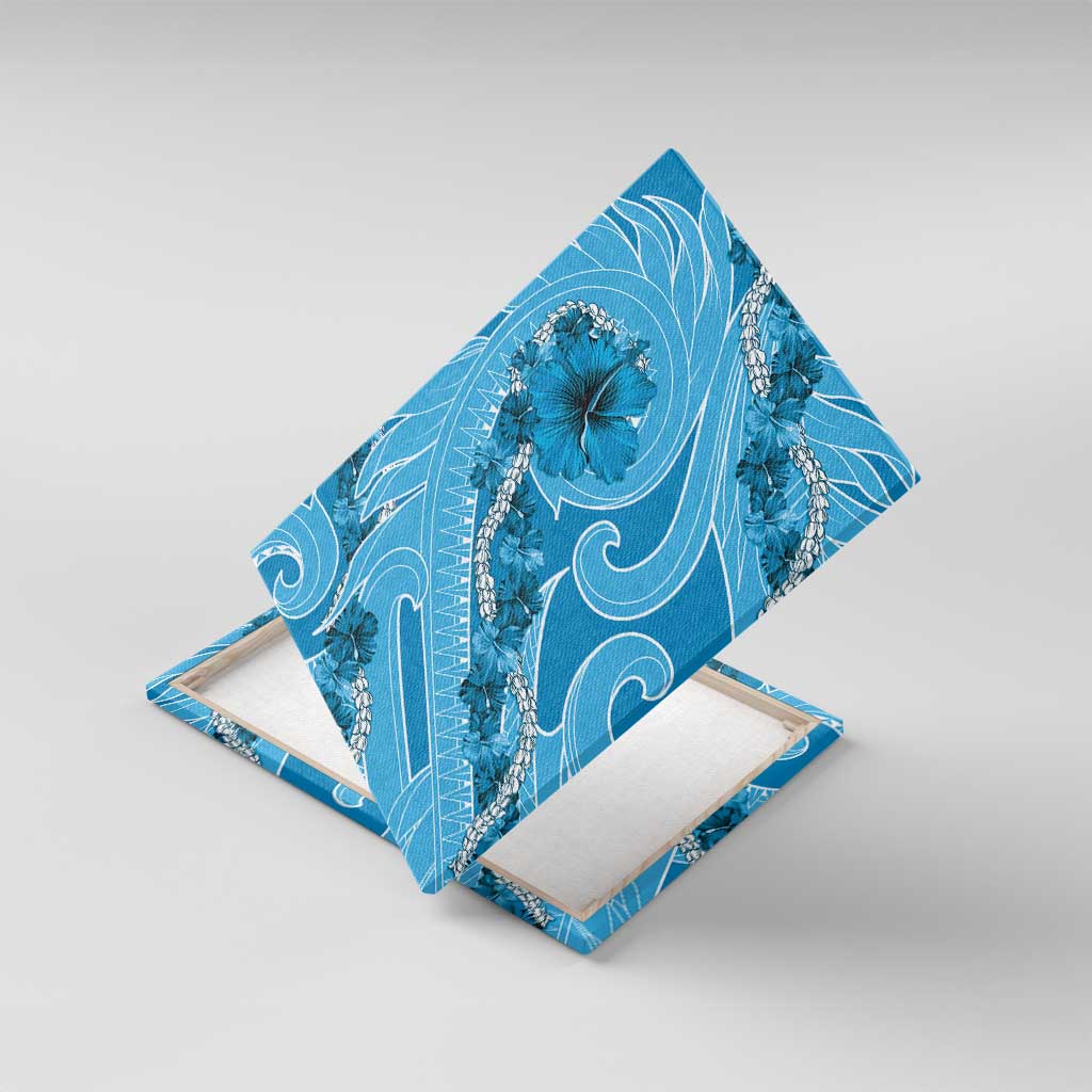 Hawaii Blue Hibiscus Pikake Lei Canvas Wall Art - Polynesian Pride