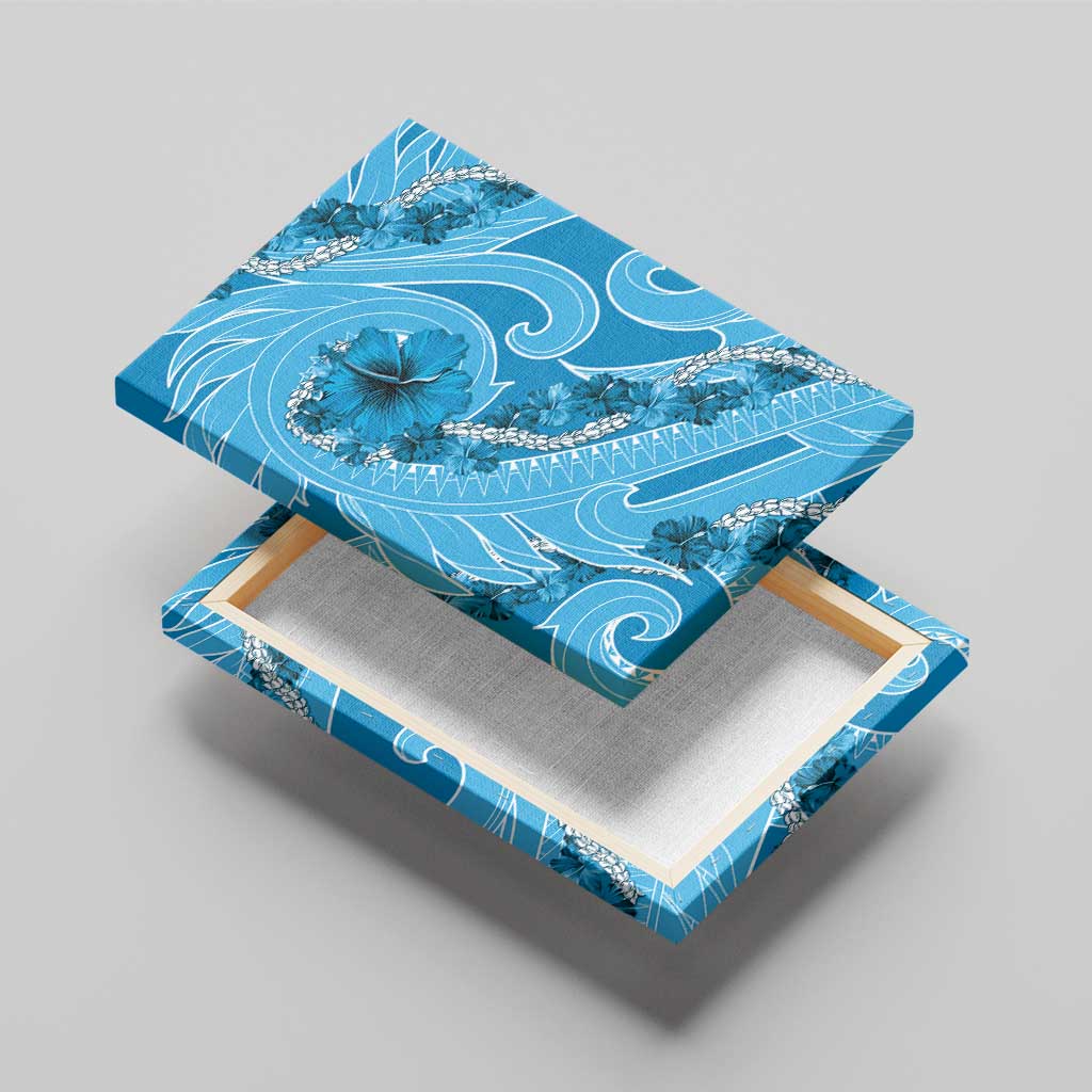 Hawaii Blue Hibiscus Pikake Lei Canvas Wall Art - Polynesian Pride