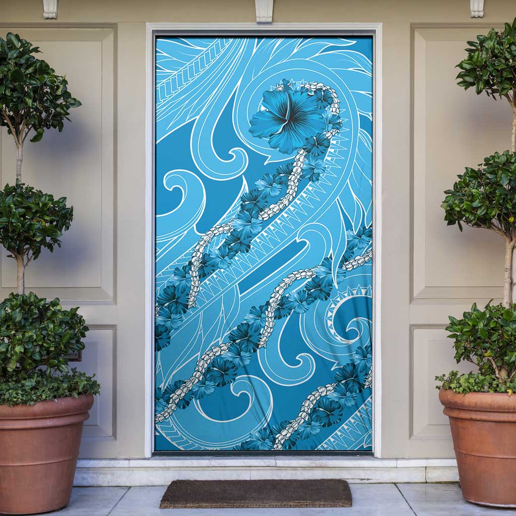 Hawaii Blue Hibiscus Pikake Lei Door Cover - Polynesian Pride