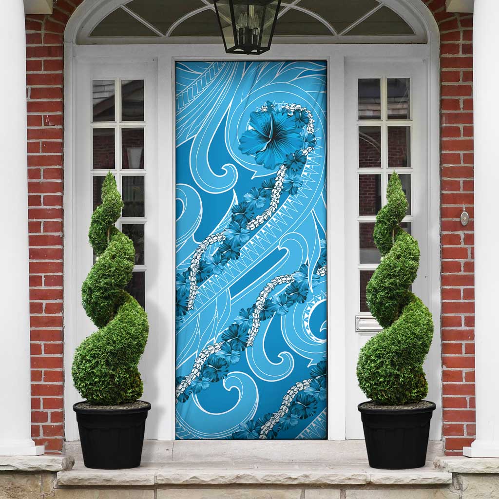 Hawaii Blue Hibiscus Pikake Lei Door Cover - Polynesian Pride
