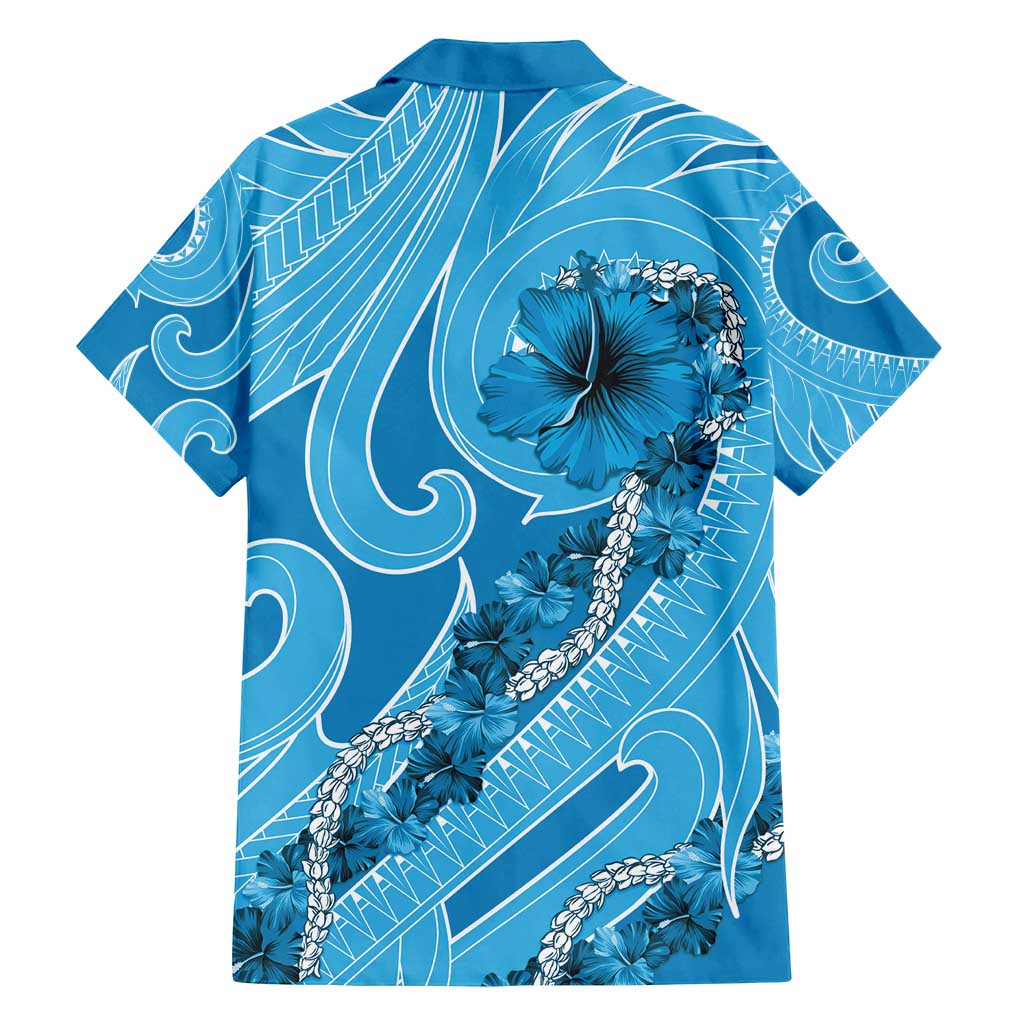 Hawaii Blue Hibiscus Pikake Lei Family Matching Puletasi and Hawaiian Shirt LT05 - Polynesian Pride