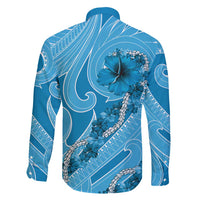 Hawaii Blue Hibiscus Pikake Lei Family Matching Puletasi and Hawaiian Shirt LT05 - Polynesian Pride