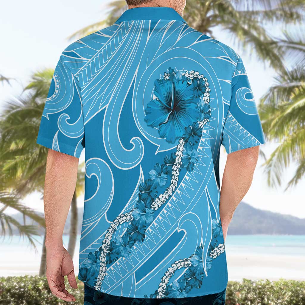 Hawaii Blue Hibiscus Pikake Lei Hawaiian Shirt - Polynesian Pride