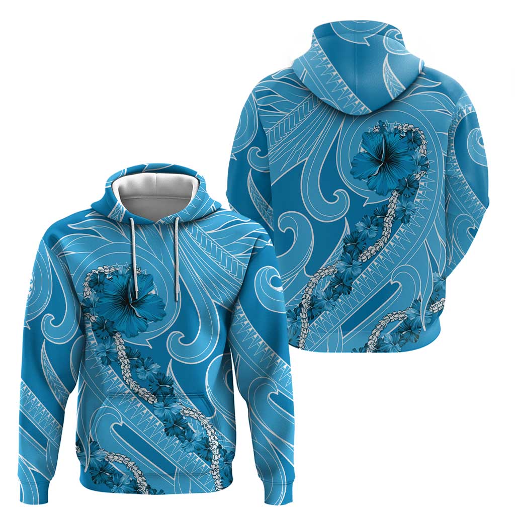 Hawaii Blue Hibiscus Pikake Lei Hoodie - Polynesian Pride