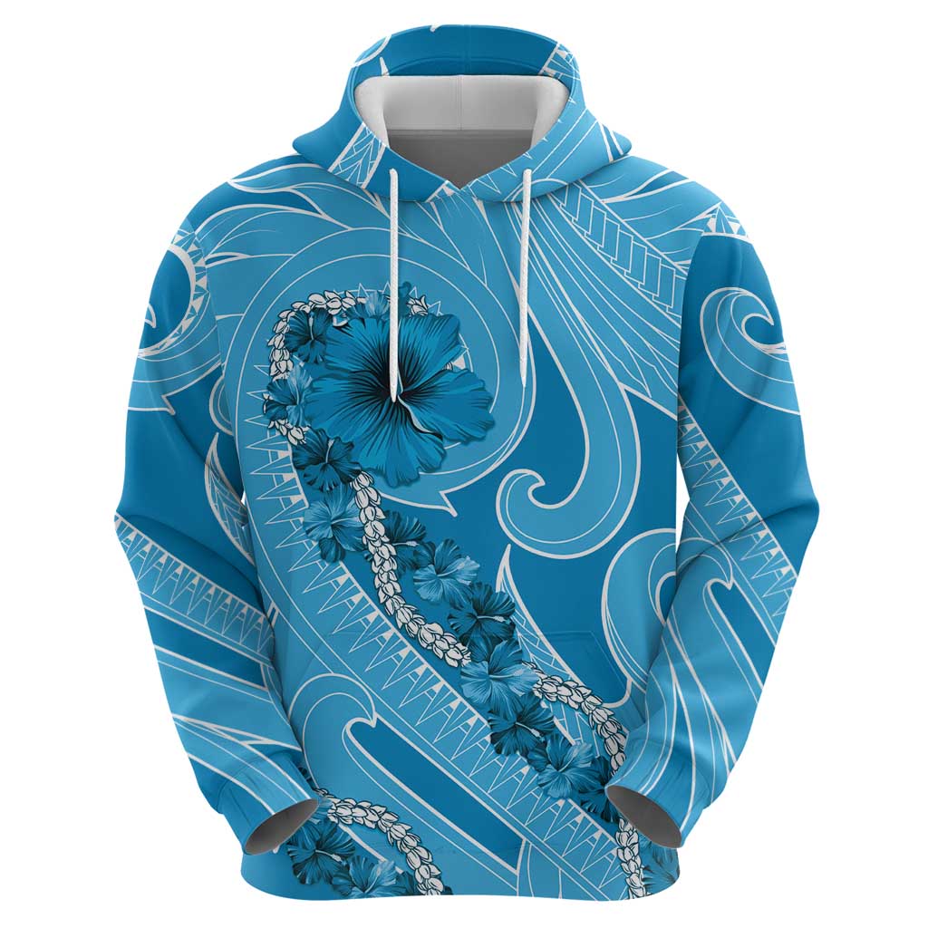 Hawaii Blue Hibiscus Pikake Lei Hoodie - Polynesian Pride