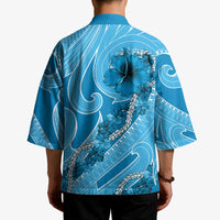 Hawaii Blue Hibiscus Pikake Lei Kimono - Polynesian Pride