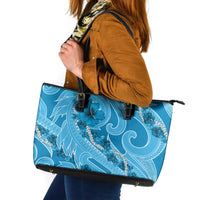 Hawaii Blue Hibiscus Pikake Lei Leather Tote Bag - Polynesian Pride