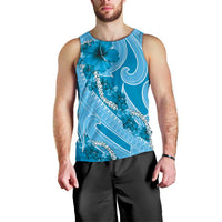 Hawaii Blue Hibiscus Pikake Lei Men Tank Top - Polynesian Pride