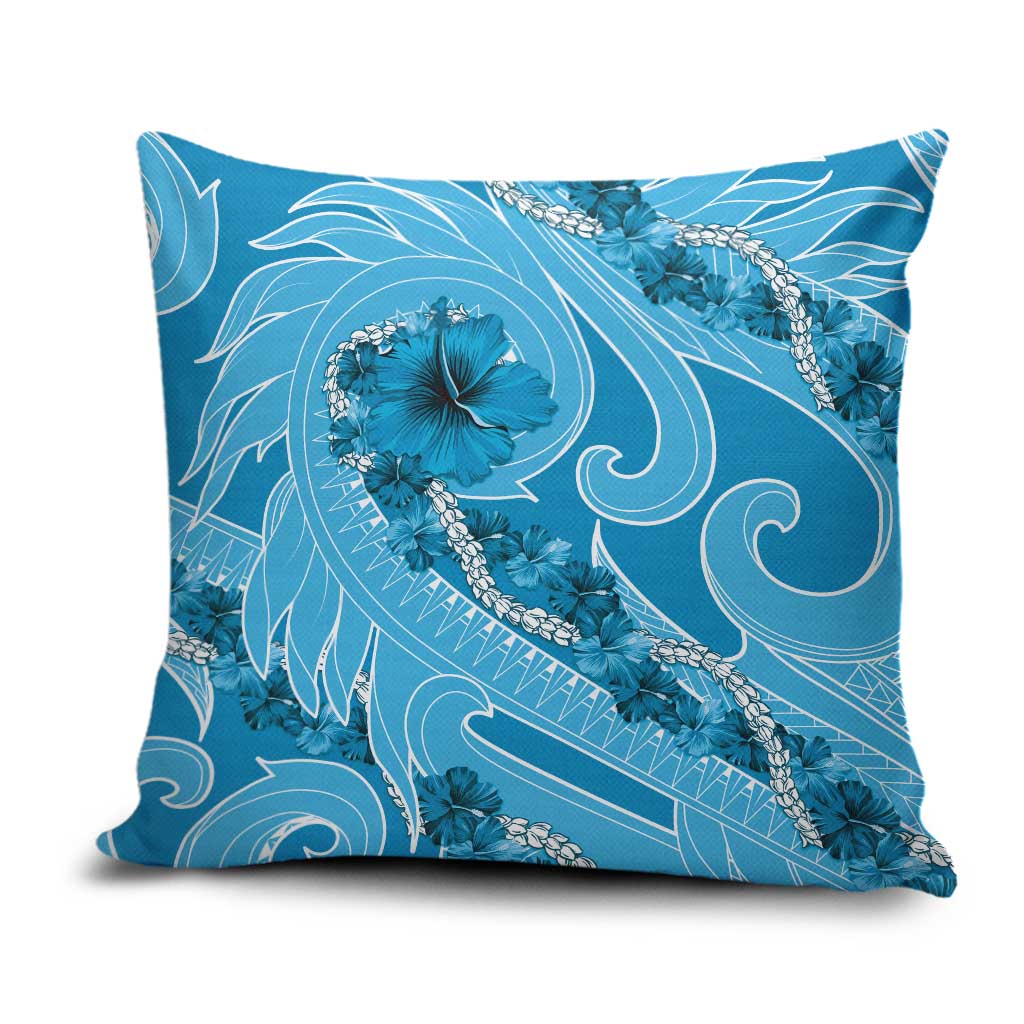 Hawaii Blue Hibiscus Pikake Lei Pillow Cover - Polynesian Pride