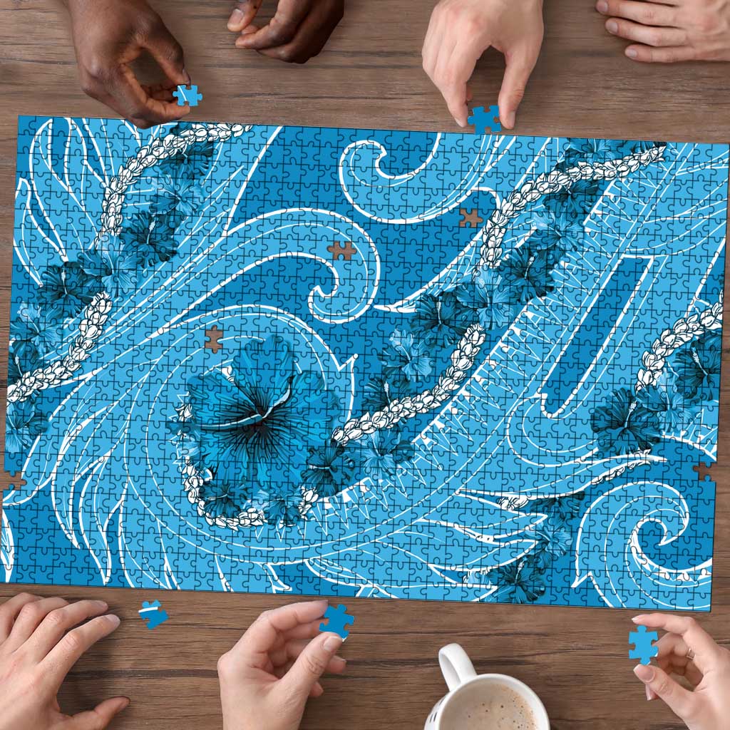 Hawaii Blue Hibiscus Pikake Lei Puzzle - Polynesian Pride