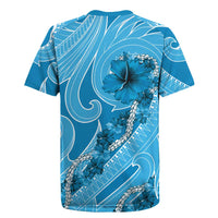 Hawaii Blue Hibiscus Pikake Lei Rugby Jersey LT05 - Polynesian Pride