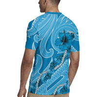 Hawaii Blue Hibiscus Pikake Lei Rugby Jersey LT05 - Polynesian Pride