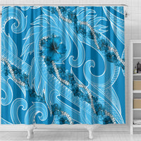 Hawaii Blue Hibiscus Pikake Lei Shower Curtain - Polynesian Pride