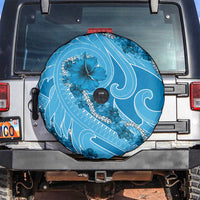 Hawaii Blue Hibiscus Pikake Lei Spare Tire Cover - Polynesian Pride