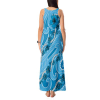 Hawaii Blue Hibiscus Pikake Lei Tank Maxi Dress - Polynesian Pride