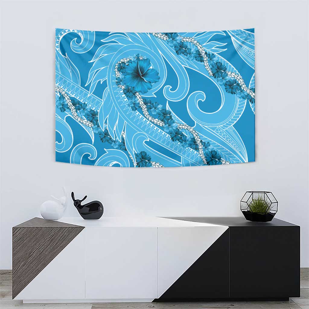 Hawaii Blue Hibiscus Pikake Lei Tapestry - Polynesian Pride