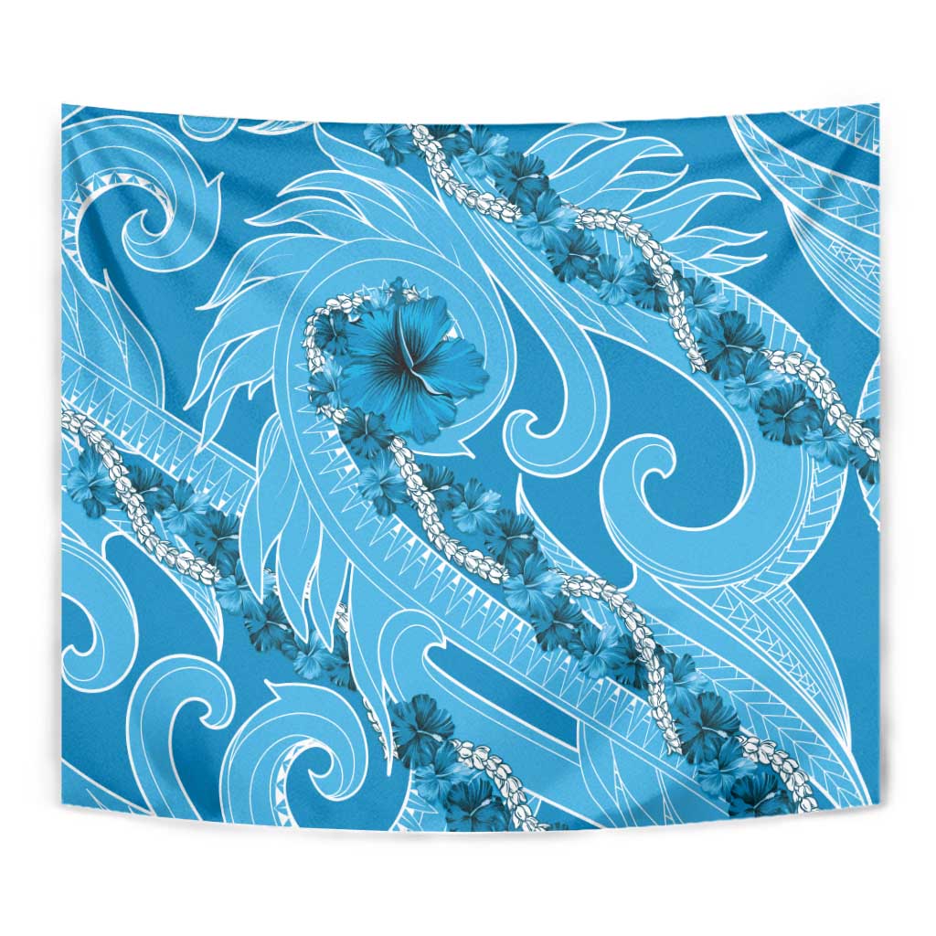 Hawaii Blue Hibiscus Pikake Lei Tapestry - Polynesian Pride