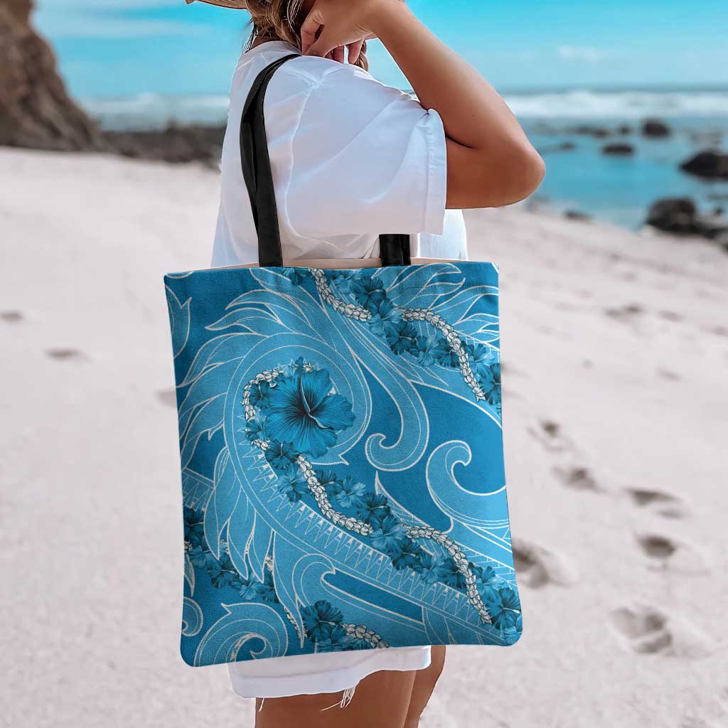 Hawaii Blue Hibiscus Pikake Lei Tote Bag - Polynesian Pride