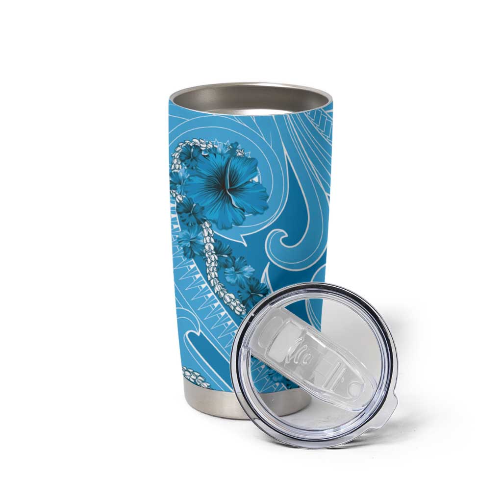 Hawaii Blue Hibiscus Pikake Lei Tumbler Cup - Polynesian Pride