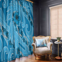 Hawaii Blue Hibiscus Pikake Lei Window Curtain - Polynesian Pride