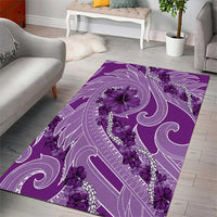 Hawaii Violet Hibiscus Pikake Lei Area Rug - Polynesian Pride