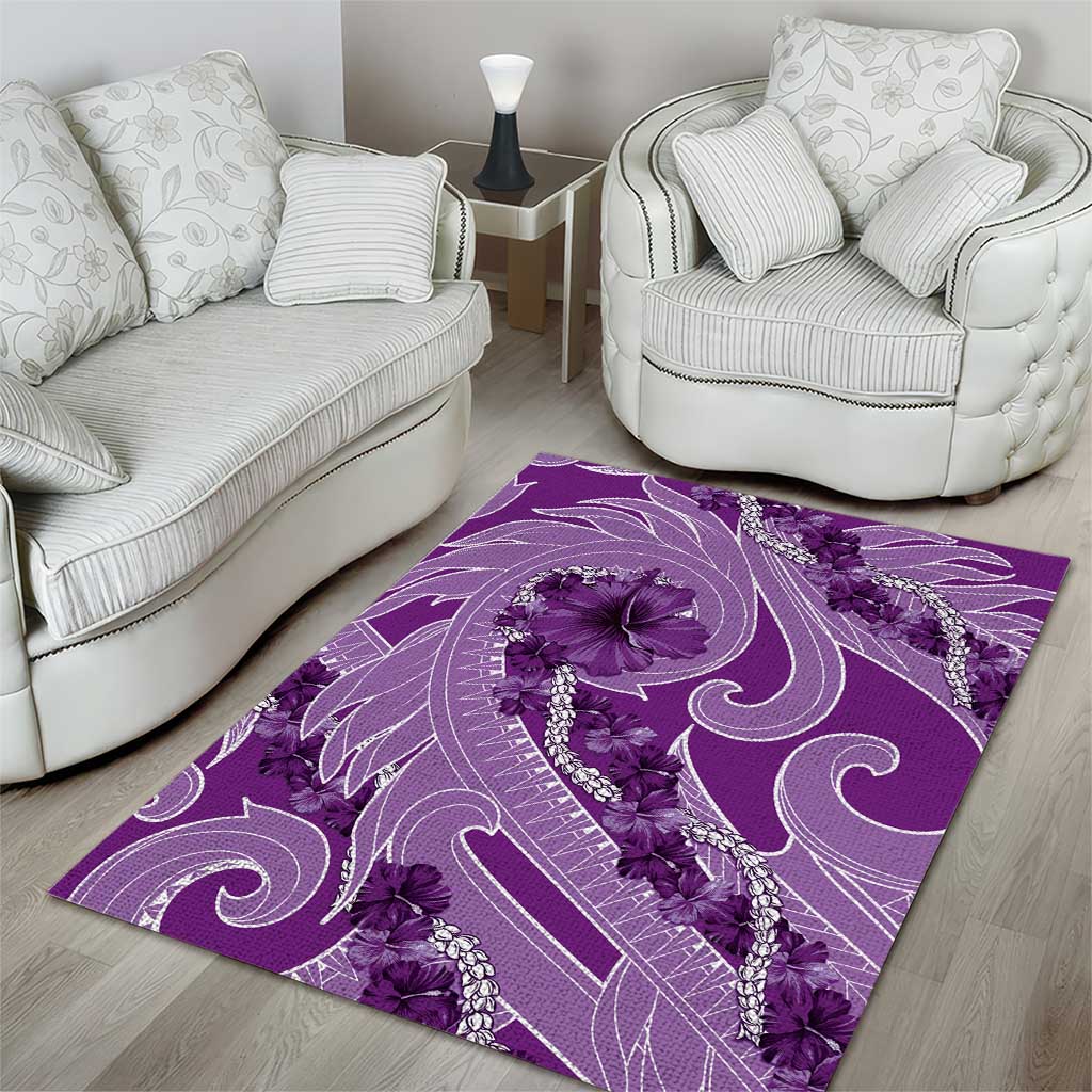 Hawaii Violet Hibiscus Pikake Lei Area Rug - Polynesian Pride