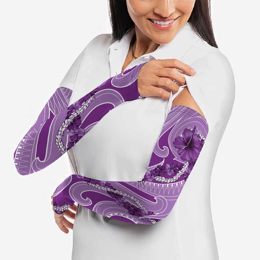 Hawaii Violet Hibiscus Pikake Lei Arm Sleeves - Polynesian Pride
