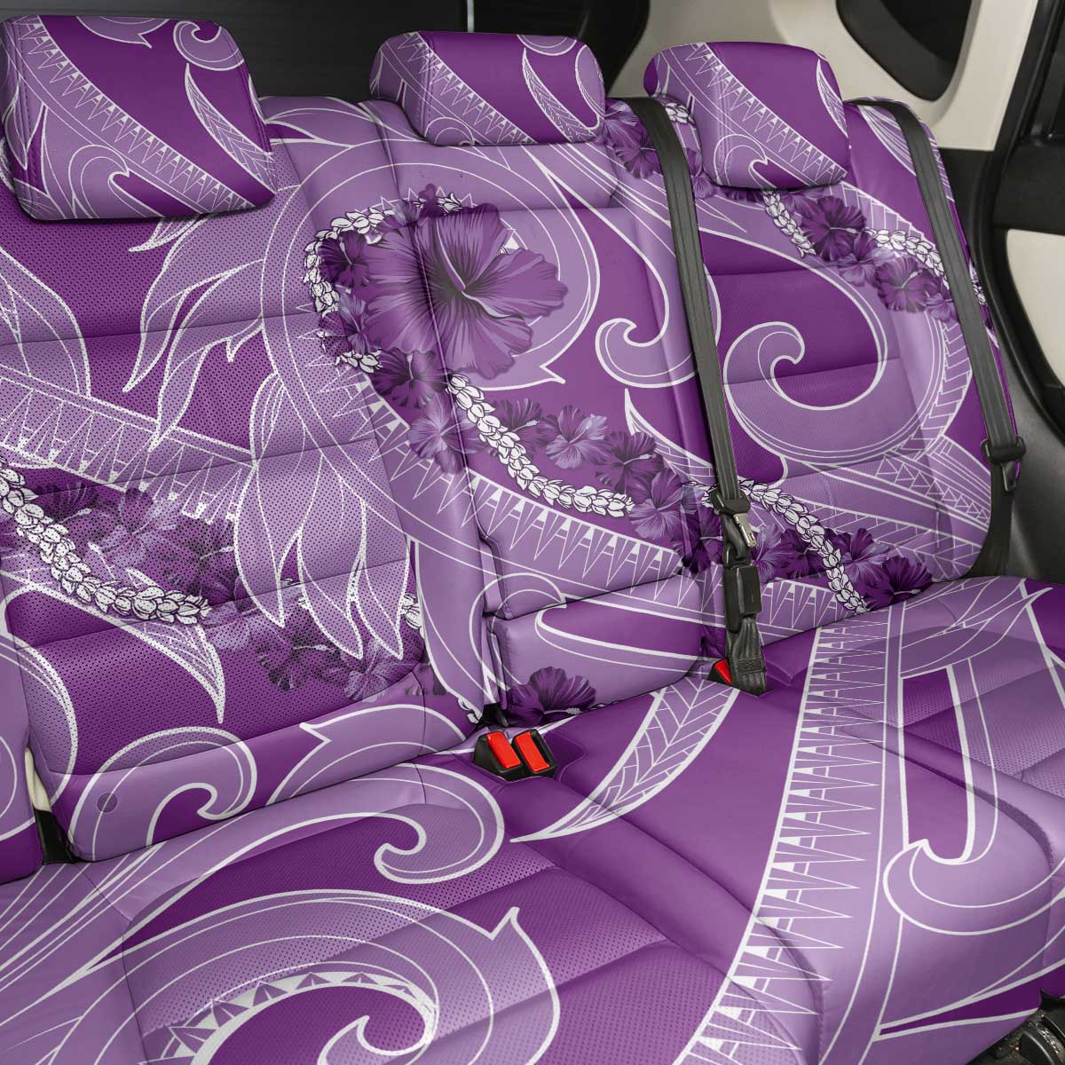 Hawaii Violet Hibiscus Pikake Lei Back Car Seat Cover - Polynesian Pride