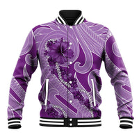 Hawaii Violet Hibiscus Pikake Lei Baseball Jacket - Polynesian Pride