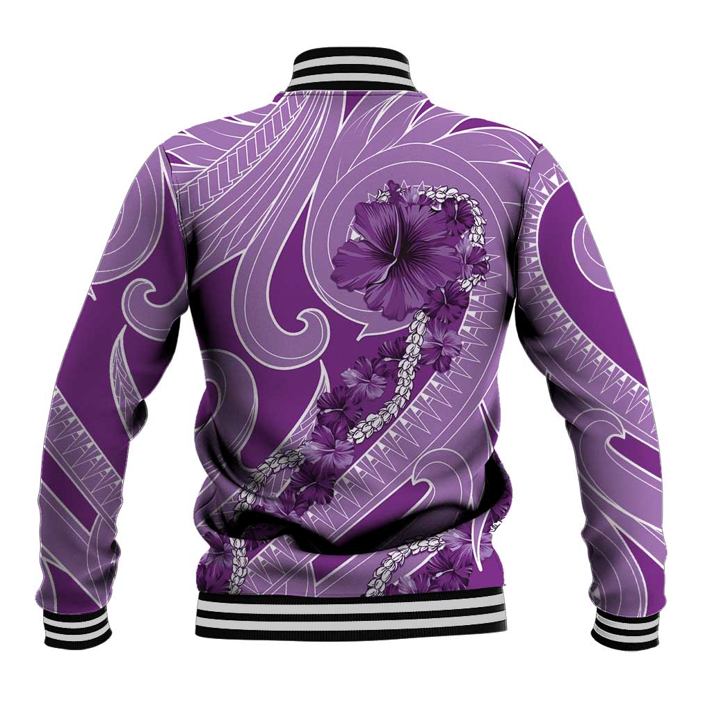 Hawaii Violet Hibiscus Pikake Lei Baseball Jacket - Polynesian Pride