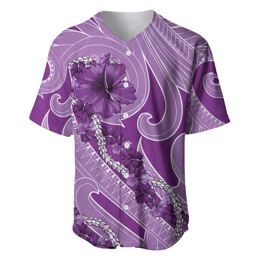 Hawaii Violet Hibiscus Pikake Lei Baseball Jersey - Polynesian Pride