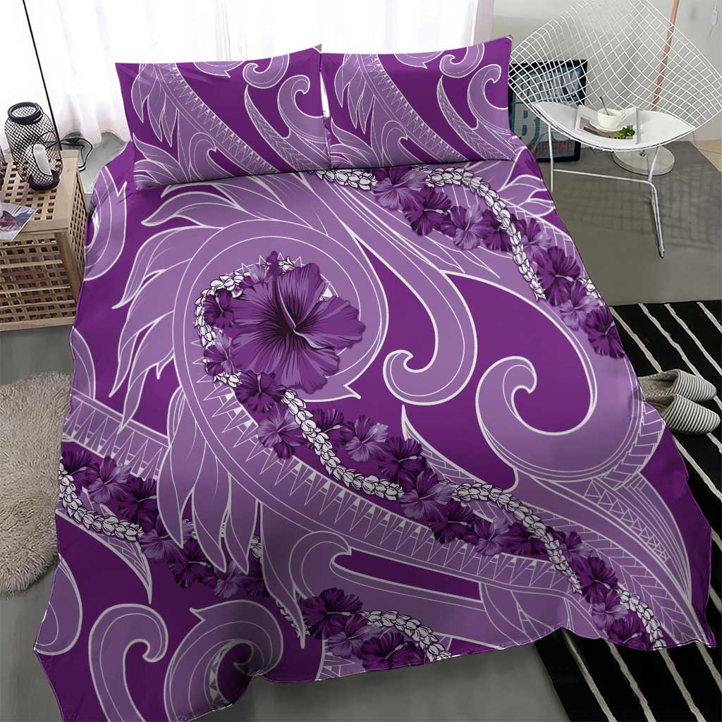 Hawaii Violet Hibiscus Pikake Lei Bedding Set - Polynesian Pride