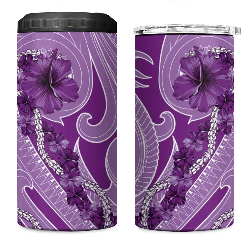 Hawaii Violet Hibiscus Pikake Lei 4 in 1 Can Cooler Tumbler - Polynesian Pride