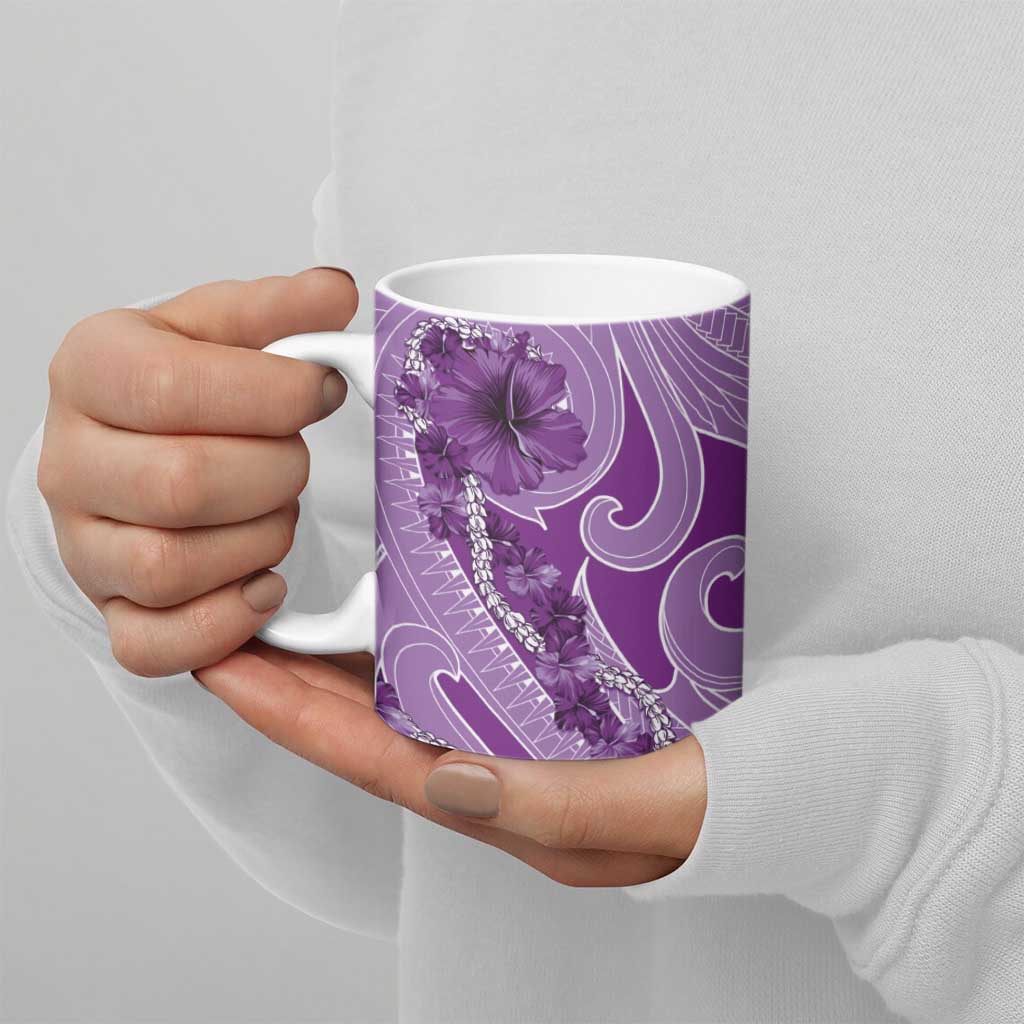 Hawaii Violet Hibiscus Pikake Lei Ceramic Mug - Polynesian Pride