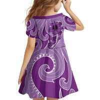 Hawaii Violet Hibiscus Pikake Lei Family Matching Long Sleeve Bodycon Dress and Hawaiian Shirt - Polynesian Pride